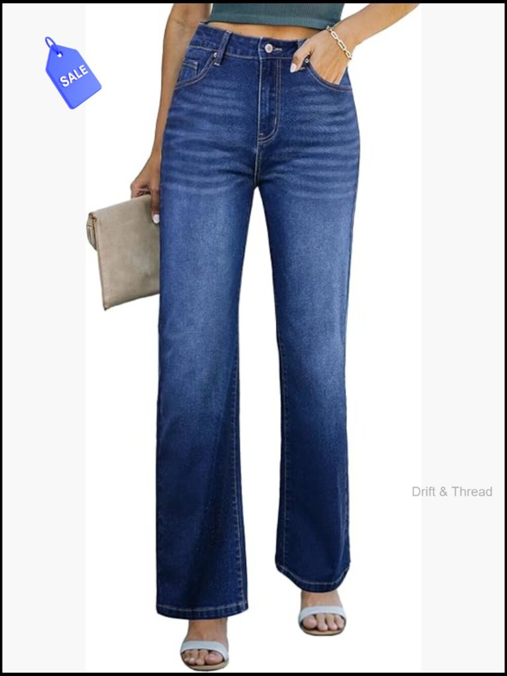 High Waisted Wide Leg Jeans Straight Denim Pants Womens Size 28